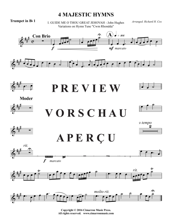 Produktgalerie: Seite 21 von 21 4 Majestic Hymns , , (2x Trompete in B + Orgel)