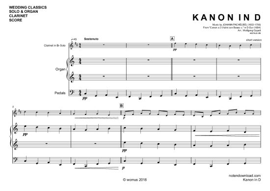 Product picture to: Kanon in D Johann Pachelbel (arr. WO)