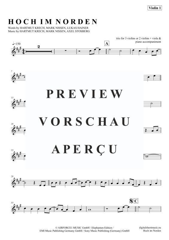 Produktgalerie: Seite 8 von 11 Hoch im Norden, Santiano, (Violinen Trio + Klavier)