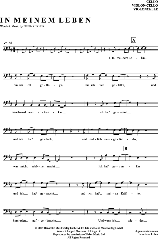 Produktgalerie: Seite 1 von 5 In Meinem Leben , Nena, (Violoncello)