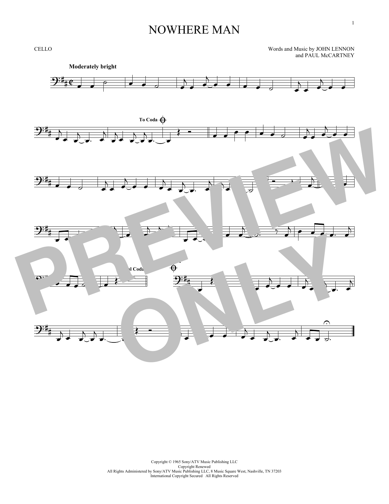 Produktgalerie: Seite 1 von 1 Nowhere Man, The Beatles, Violoncello