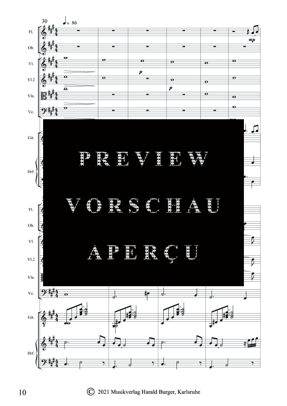 gallery: Landscapes, , Gemischtes Ensemble für Flöte, Oboe, Streicher, Gitarre und Harfe - Partitur