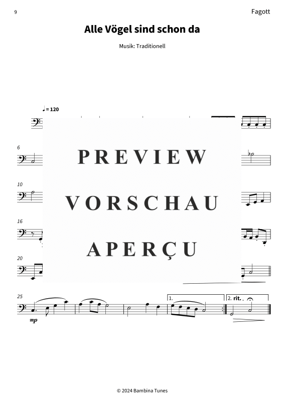 Product gallery: Page 11 of 11 Alle Vögel sind schon da, , (Woodwind Trio)