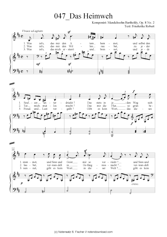 Product picture to: Das Heimweh Felix Mendelssohn Bartholdy (1809-1947)