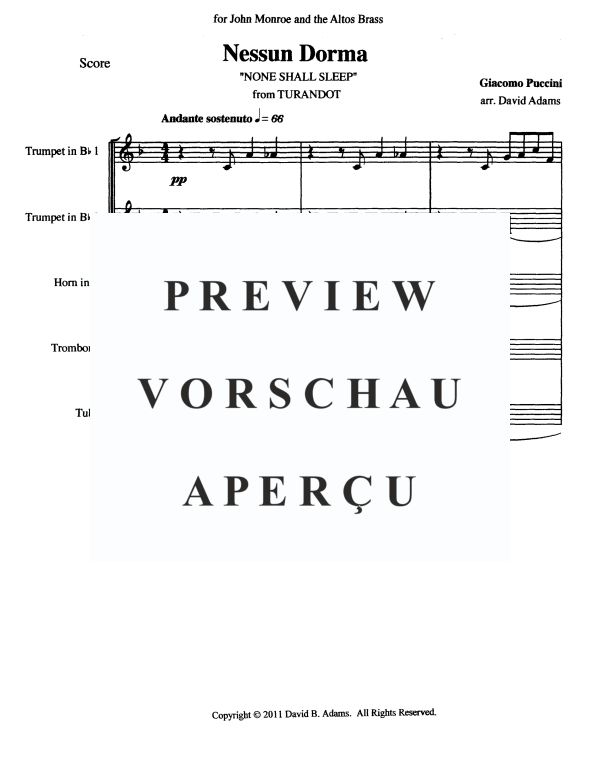 Product gallery: Page 3 of 11 Nessun Dorma, , Brass Quintet