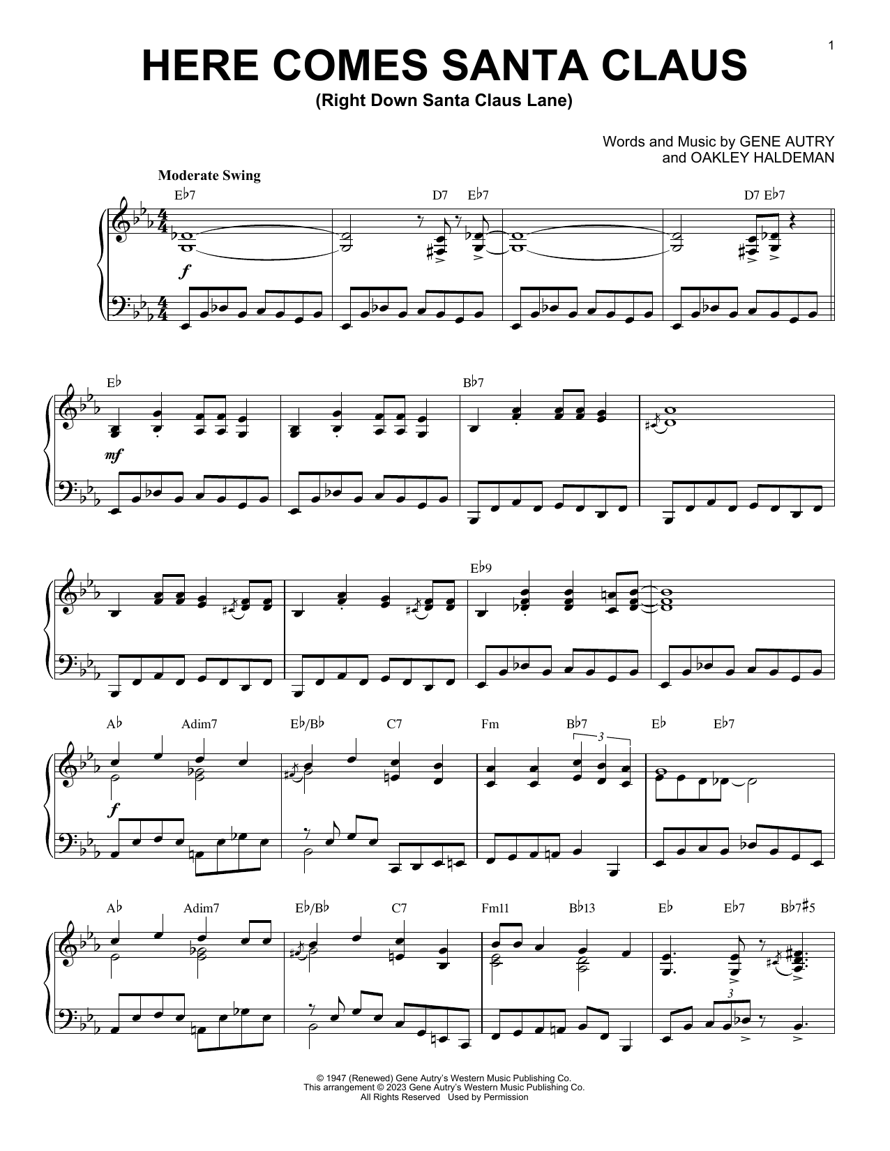 Product picture to: Here Comes Santa Claus [Boogie Woogie version] (arr. Brent Edstrom)