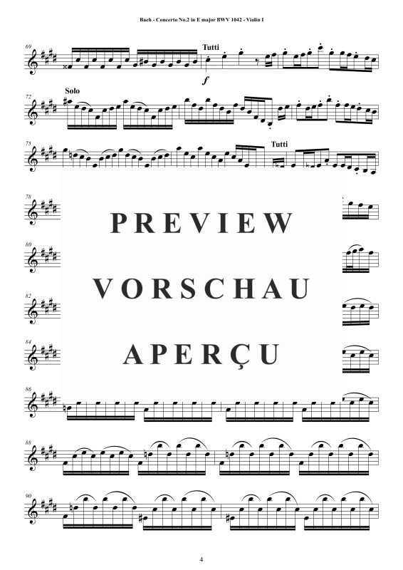 Product gallery: Page 5 of 11 Concerto No.2 in E-Dur BWV 1042, , String Quartet - Individual Parts