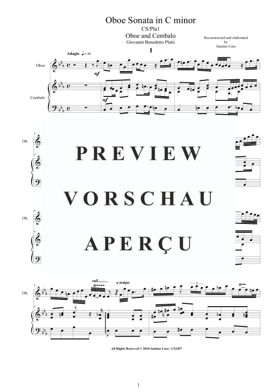 Produktgalerie: Seite 2 von 11 Oboensonate c-Moll, , Oboe und Cembalo