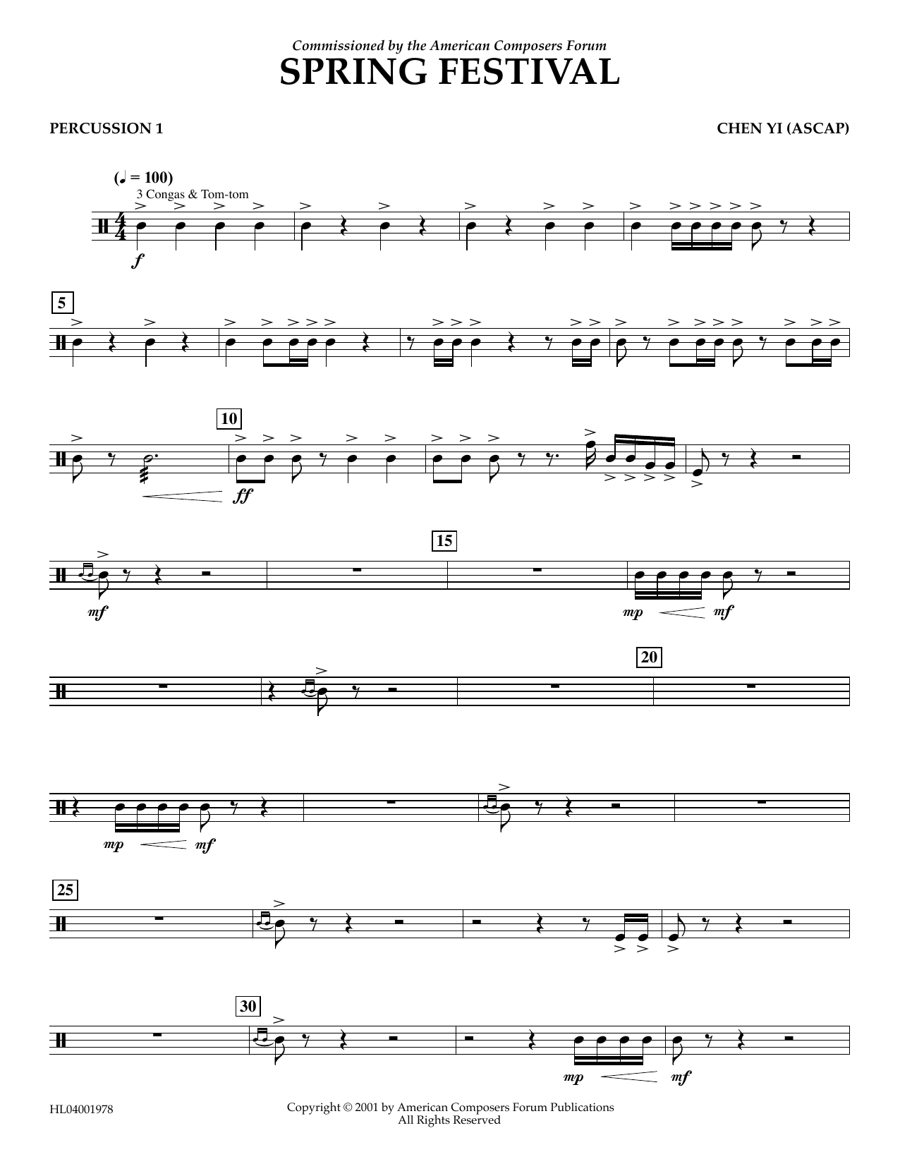 Product gallery: Page 1 of 1 Spring Festival - Percussion 1, Chen Yi