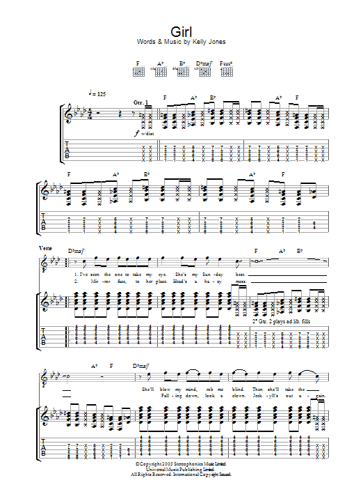 Produktgalerie: Seite 1 von 1 Girl, Stereophonics, Gitarre