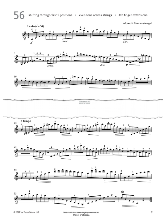 Produktgalerie: Seite 1 von 1 Study No.56 Lento (from '80 Graded Studies For Violin Book Two'), Albrecht Blumenstengel, Violine