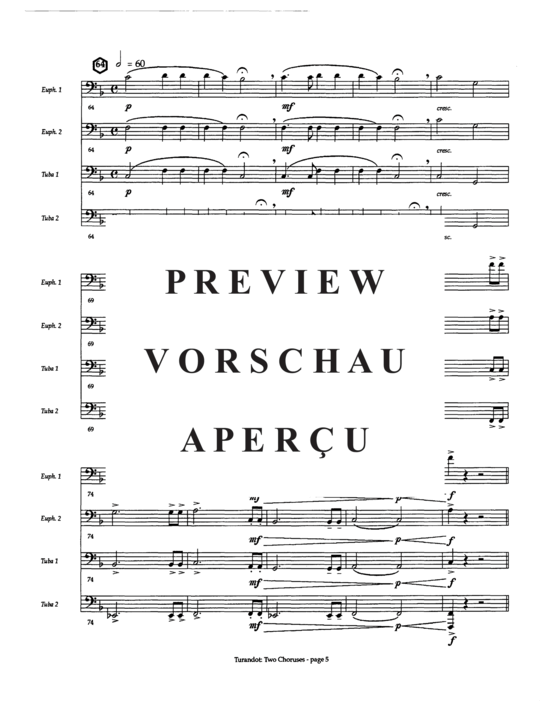 Product gallery: Page 7 of 19 Turandot: Two Choruses , , (Tuba Quartett EETT)