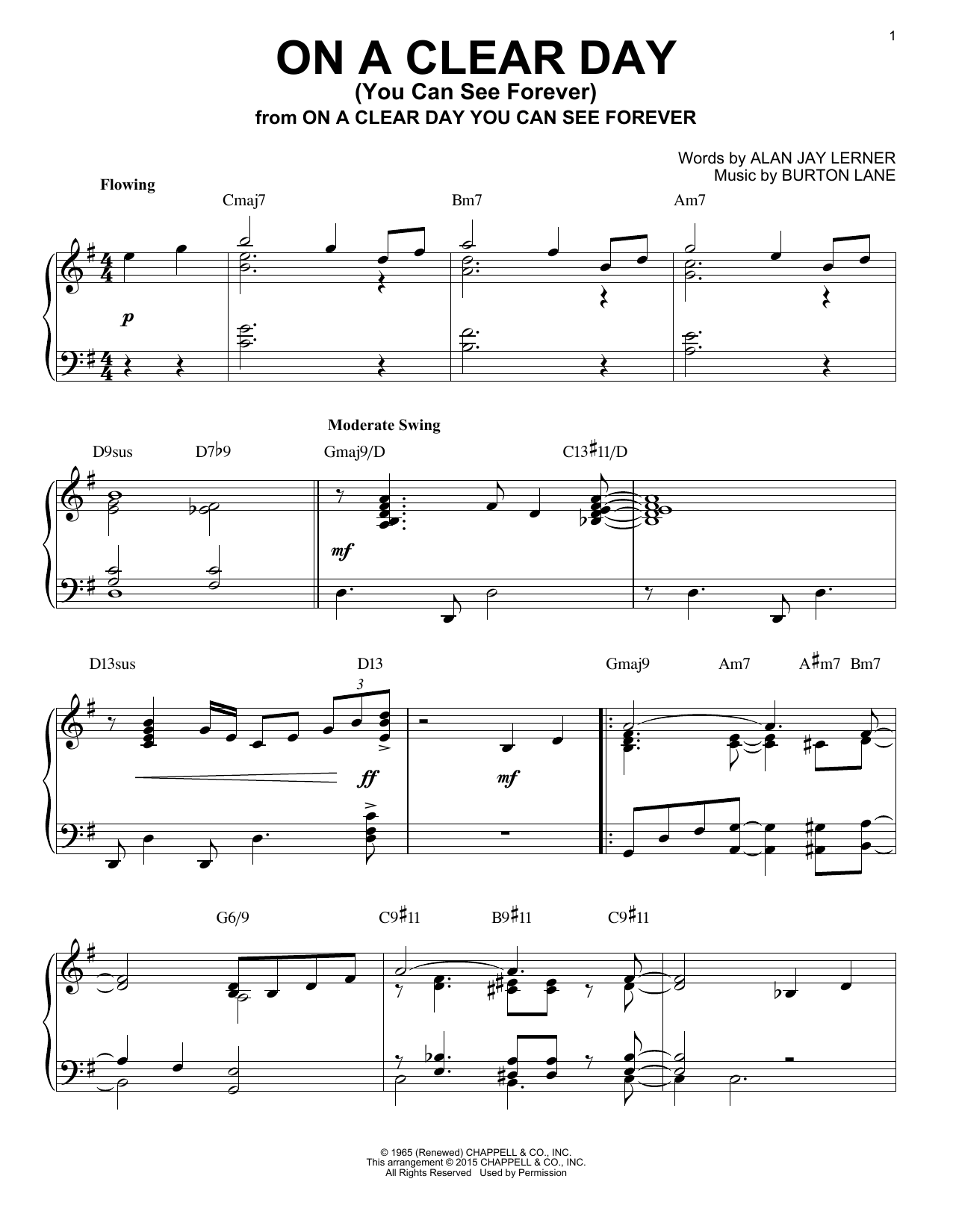 Produktgalerie: Seite 1 von 1 On A Clear Day (You Can See Forever) [Jazz version] (arr. Brent Edstrom), Burton Lane, Klavier