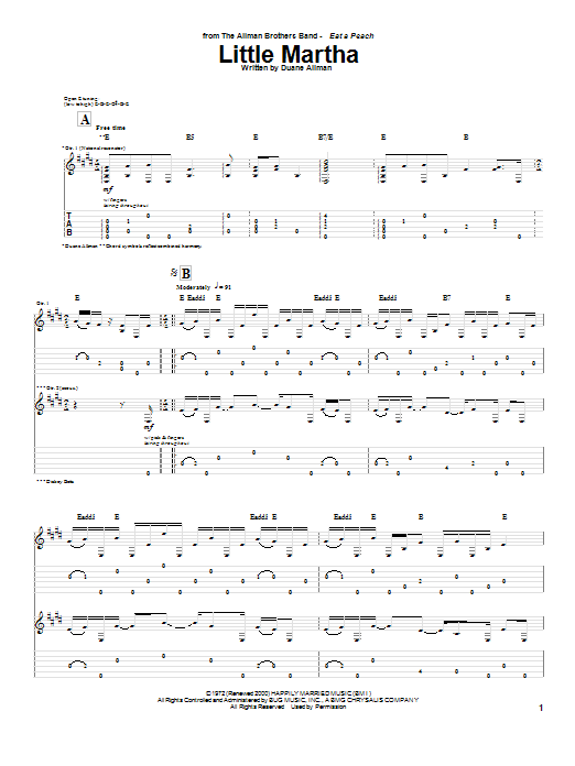 Product gallery: Page 1 of 1 Little Martha, Allman Brothers Band