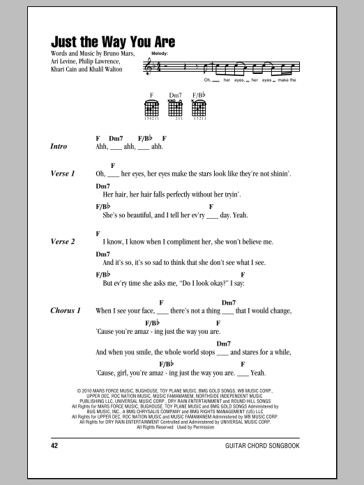 Product gallery: Page 1 of 1 Just The Way You Are, Bruno Mars