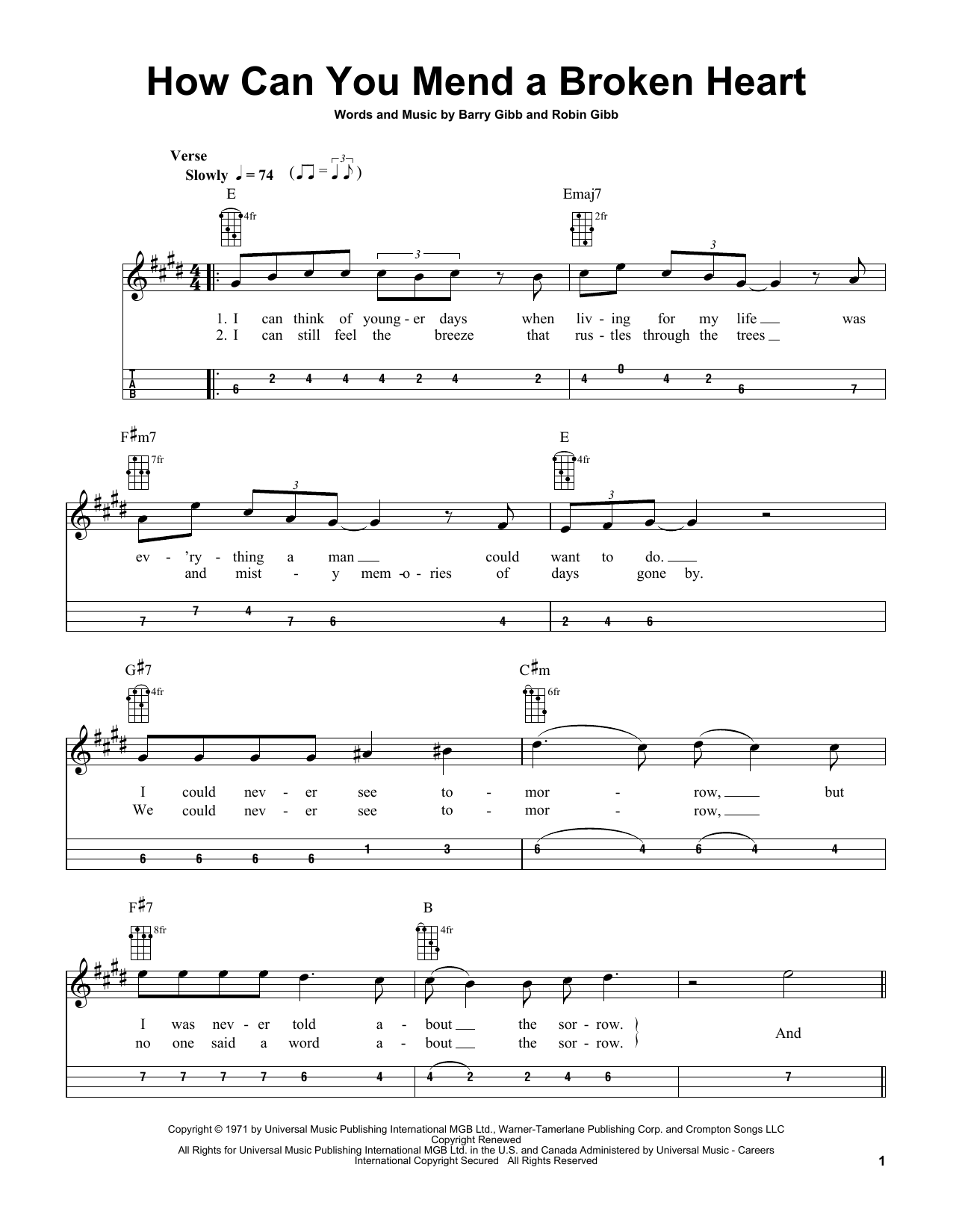 Produktgalerie: Seite 1 von 1 How Can You Mend A Broken Heart (arr. Bobby Westfall), Bee Gees