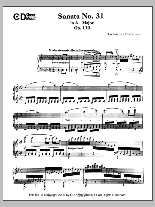 Produktbild zu:  Sonata No. 31 In A-flat Major, Op. 110 - Ludwig van Beethoven
