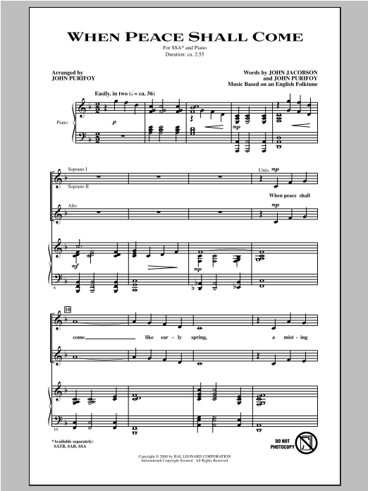 Produktgalerie: Seite 1 von 1 When Peace Shall Come, John Purifoy, Chor