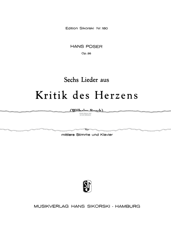 Produktgalerie: Seite 1 von 1 6 Songs from 'Kritik des Herzens', Hans Poser, Gesang, Klavier
