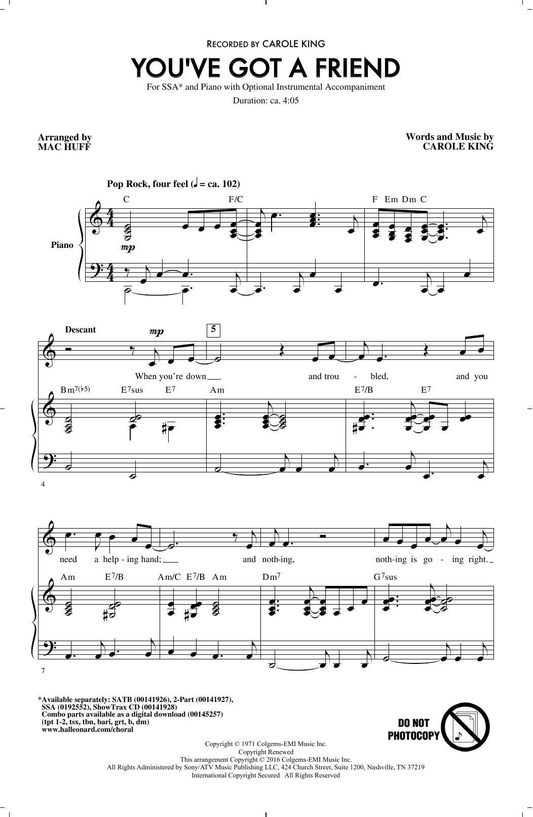 Produktgalerie: Seite 1 von 1 You've Got A Friend (arr. Mac Huff), Carole King, Chor