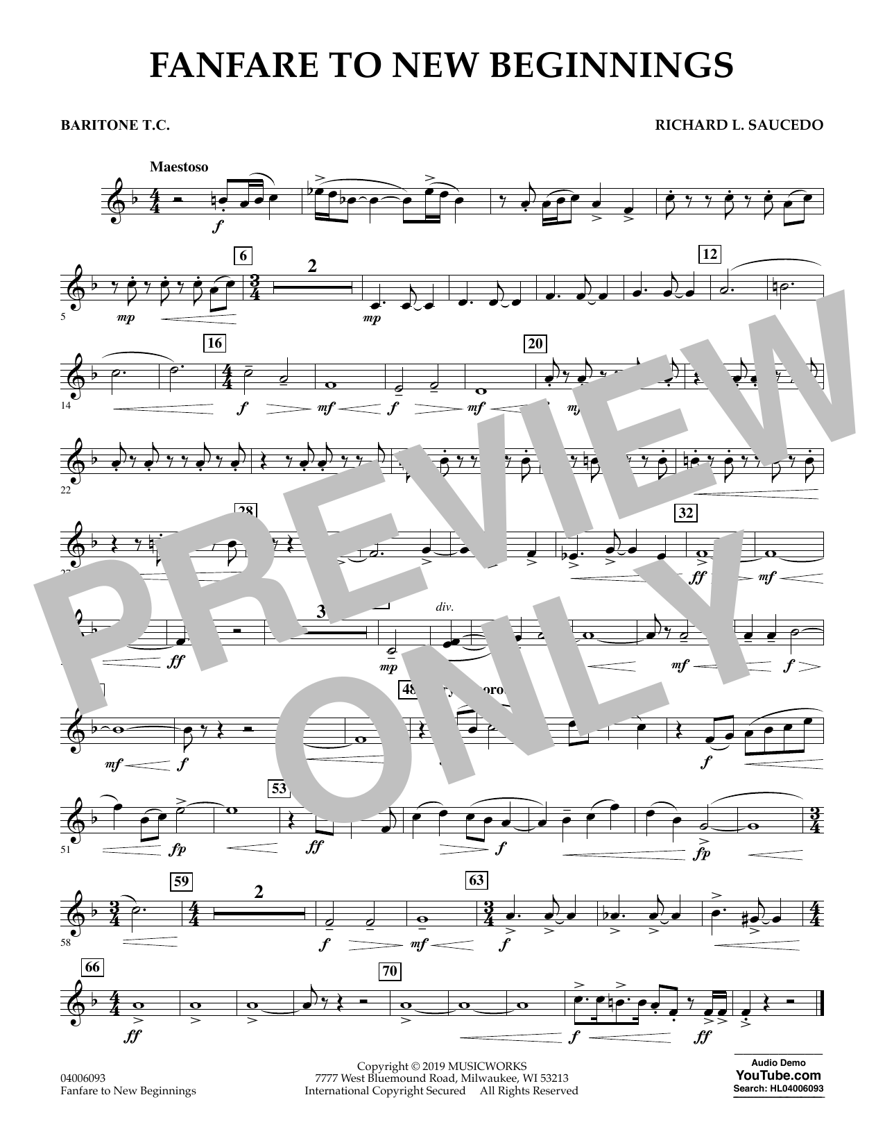 Produktbild zu: Fanfare for New Beginnings - Baritone T.C.