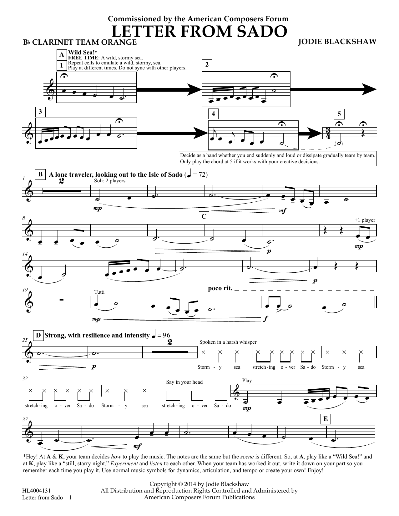 Product picture to: Letter from Sado - Bb Clarinet Team Orange