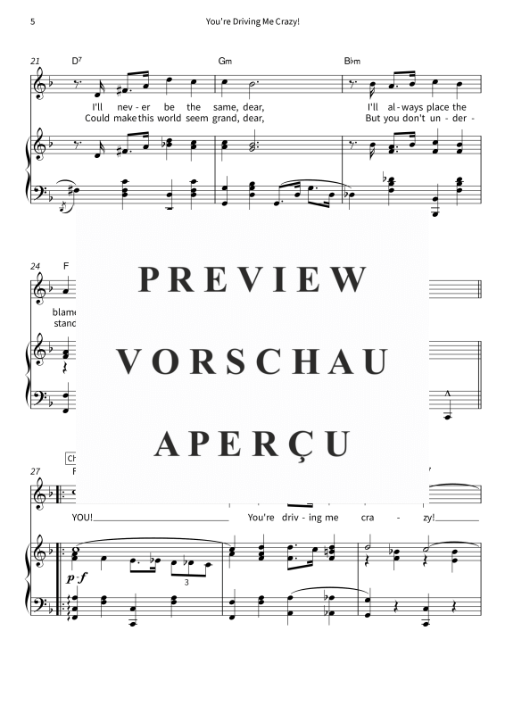 Produktgalerie: Seite 7 von 10 You´re Driving Me Crazy! - Timeless Jazz Standard - Piano-Vocal Edition with Lyrics, , Gesang und Klavier