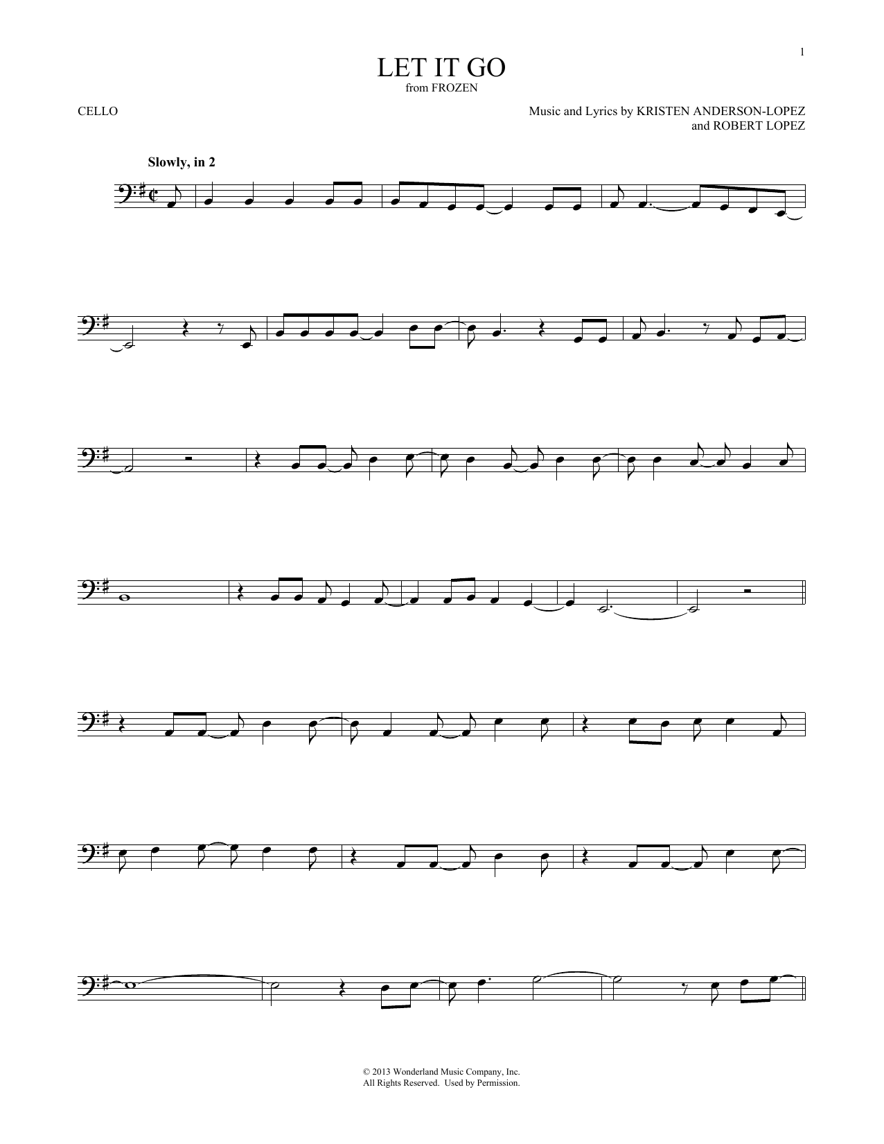 Produktgalerie: Seite 1 von 1 Let It Go (from Frozen), Idina Menzel, Violoncello