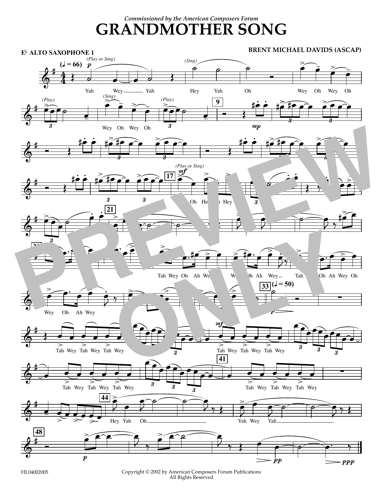 Product picture to: Grandmother Song - Eb Alto Sax 1