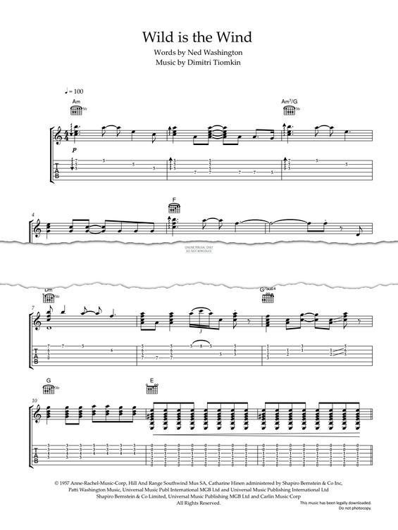 Produktgalerie: Seite 1 von 1 Wild Is The Wind, David Bowie, Gesang, Gitarre