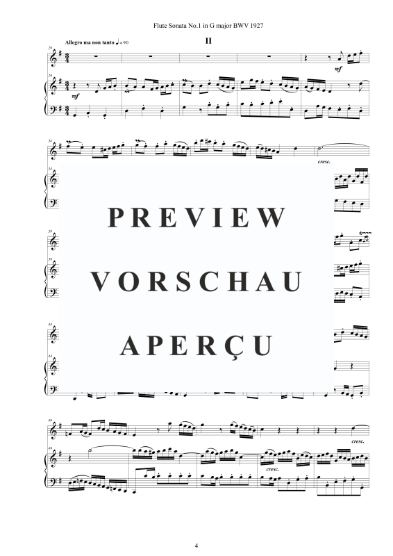 Produktgalerie: Seite 5 von 11 Flöten Sonate Nr. 1 in G-Dur BWV 1027, , Flöte und Cembalo/Klavier