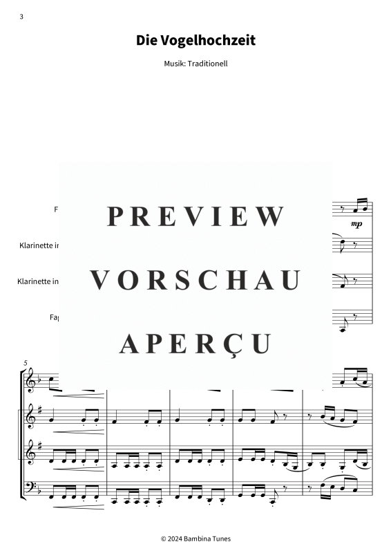 gallery: Die Vogelhochzeit, , (Holzbläser Quartett Flöte, 2x Klarinette in B + Fagott)