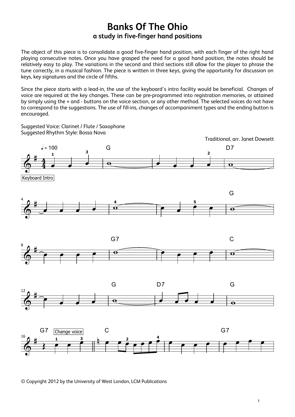 Produktgalerie: Seite 1 von 1 Banks of the Ohio (from LCME Electronic Keyboard Grade 1 List A), Traditional, Klavier