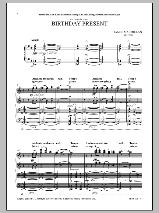 Product gallery: Page 1 of 1 Birthday Present, James MacMillan