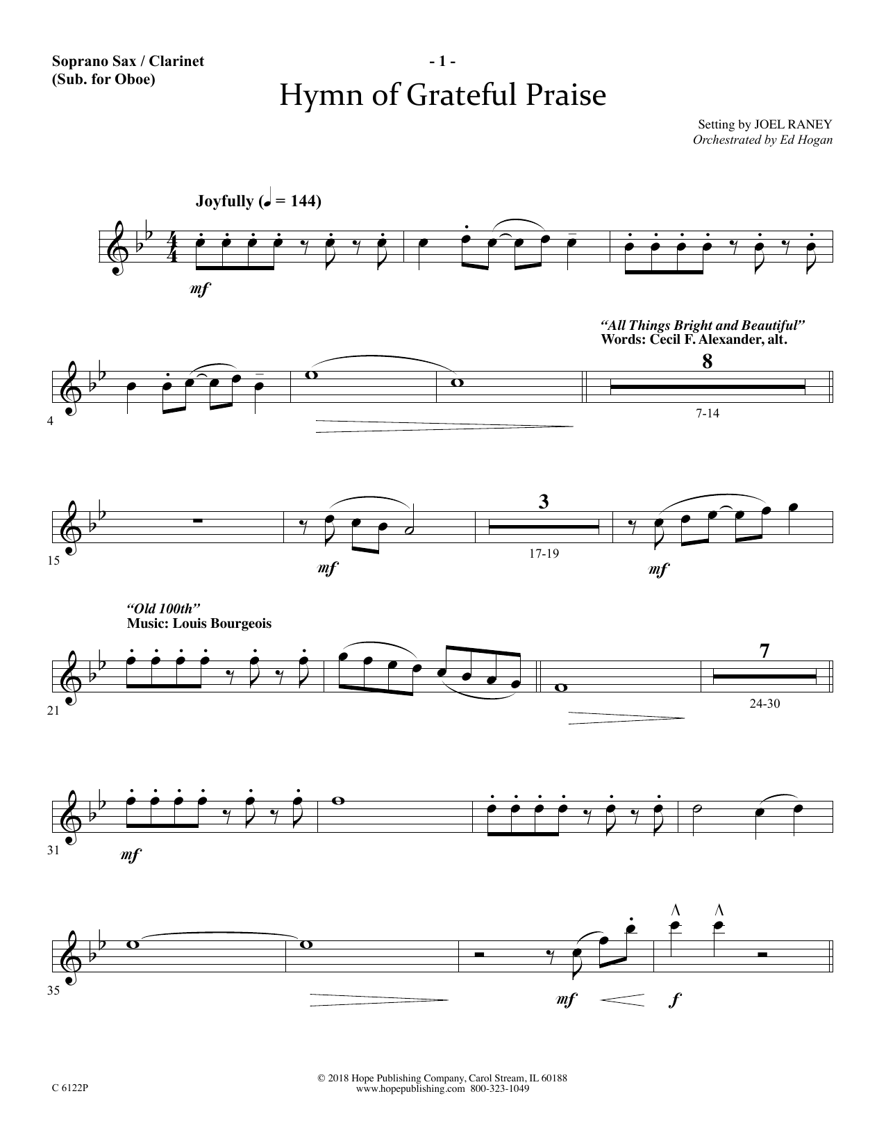 Product picture to: Hymn Of Grateful Praise - Soprano Sax/Clarinet(sub oboe)