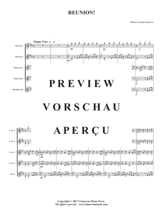 Product gallery: Page 3 of 16 Reunion! , , (Saxophone Quintet AATTB)