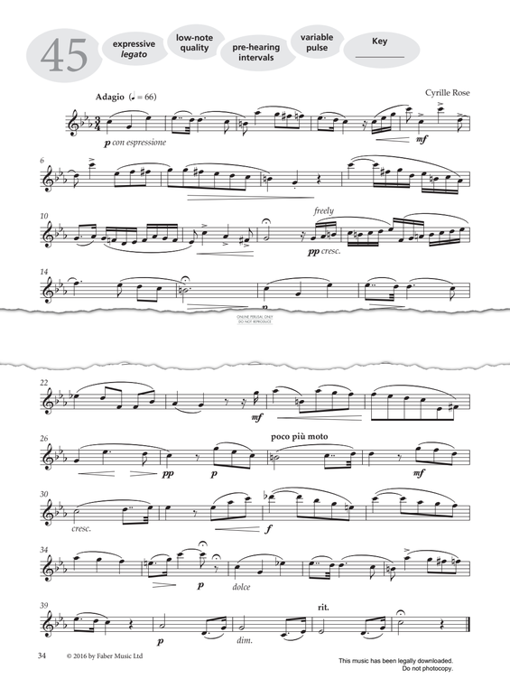 Product gallery: Page 1 of 1 Study No.45 'Adagio' (from 'More Graded Studies For Saxophone Book One'), Cyrille Rose