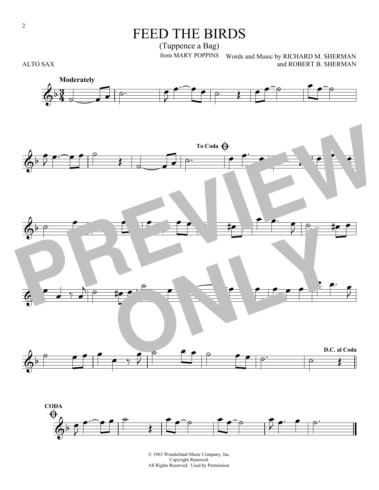 Product gallery: Page 1 of 1 Feed The Birds (Tuppence A Bag) (from Mary Poppins), Sherman Brothers