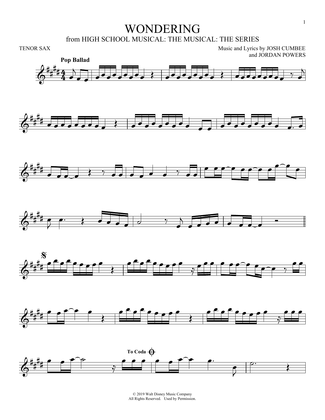 Product gallery: Page 1 of 1 Wondering (from High School Musical: The Musical: The Series), Olivia Rodrigo & Julia Lester