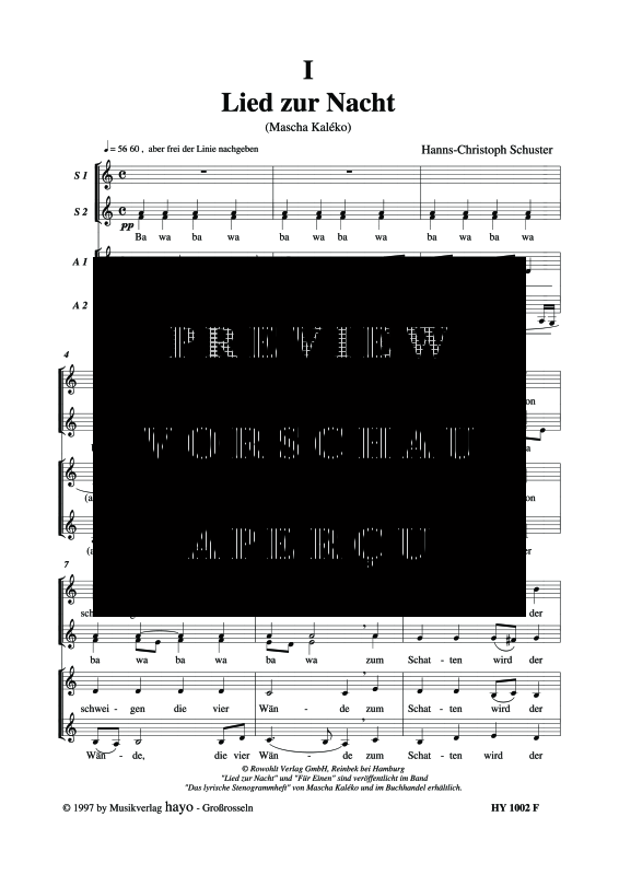 Product gallery: Page 6 of 11 Zwei Chansons (Lied zur Nacht, Für Einen), , (female choir SSAA)