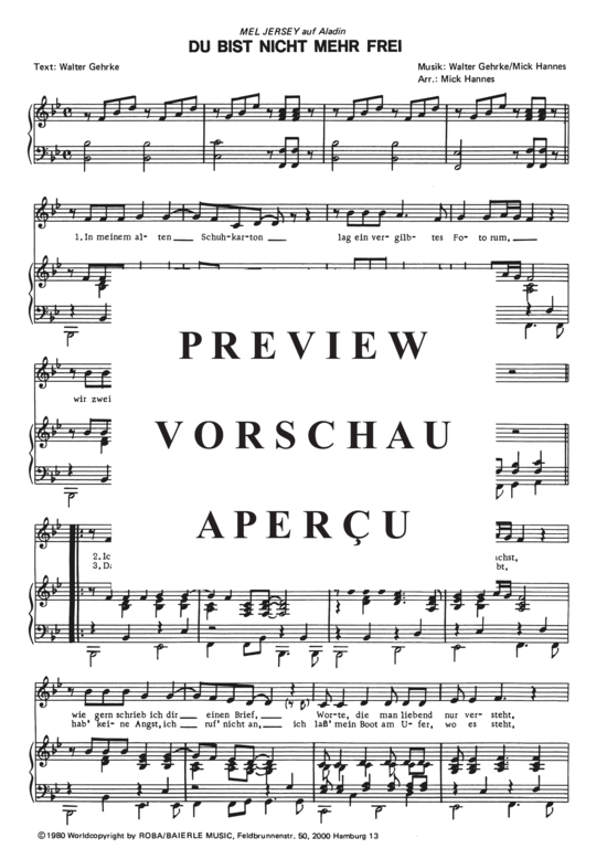 Produktgalerie: Seite 4 von 4 Du bist nicht mehr frei , Jersey, Mel, Klavier und Gesang