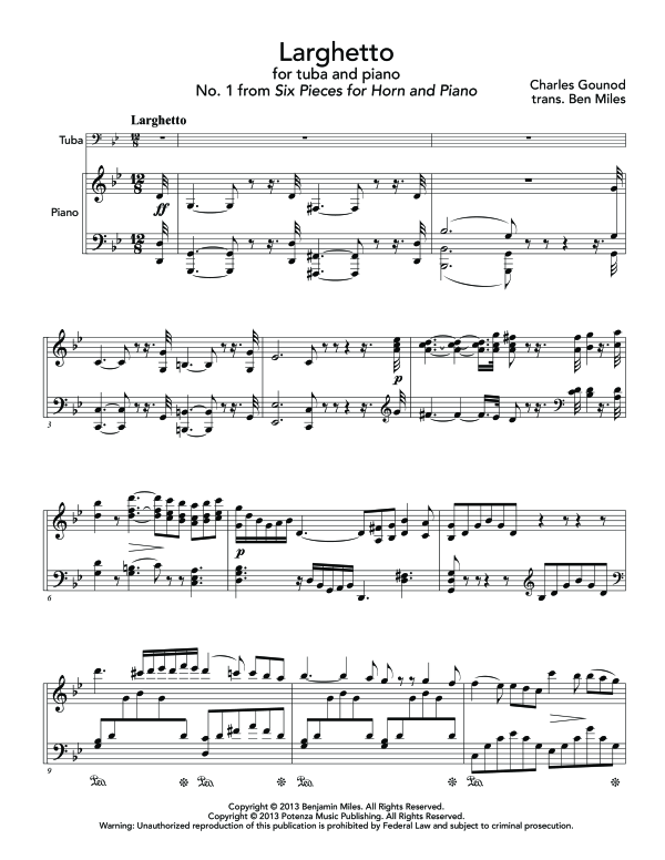 Product gallery: Page 1 of 11 Larghetto, , (tuba and piano)