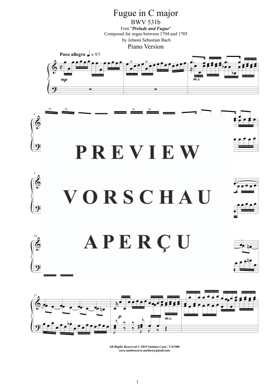Produktgalerie: Seite 2 von 6 Fuge in C-Dur BWV 531b - Piano Version, , Klavier Solo