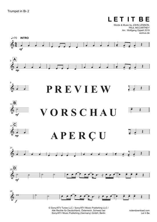 Produktgalerie: Seite 10 von 19 Let It Be , Beatles, The, (Blechbläser Quintett)