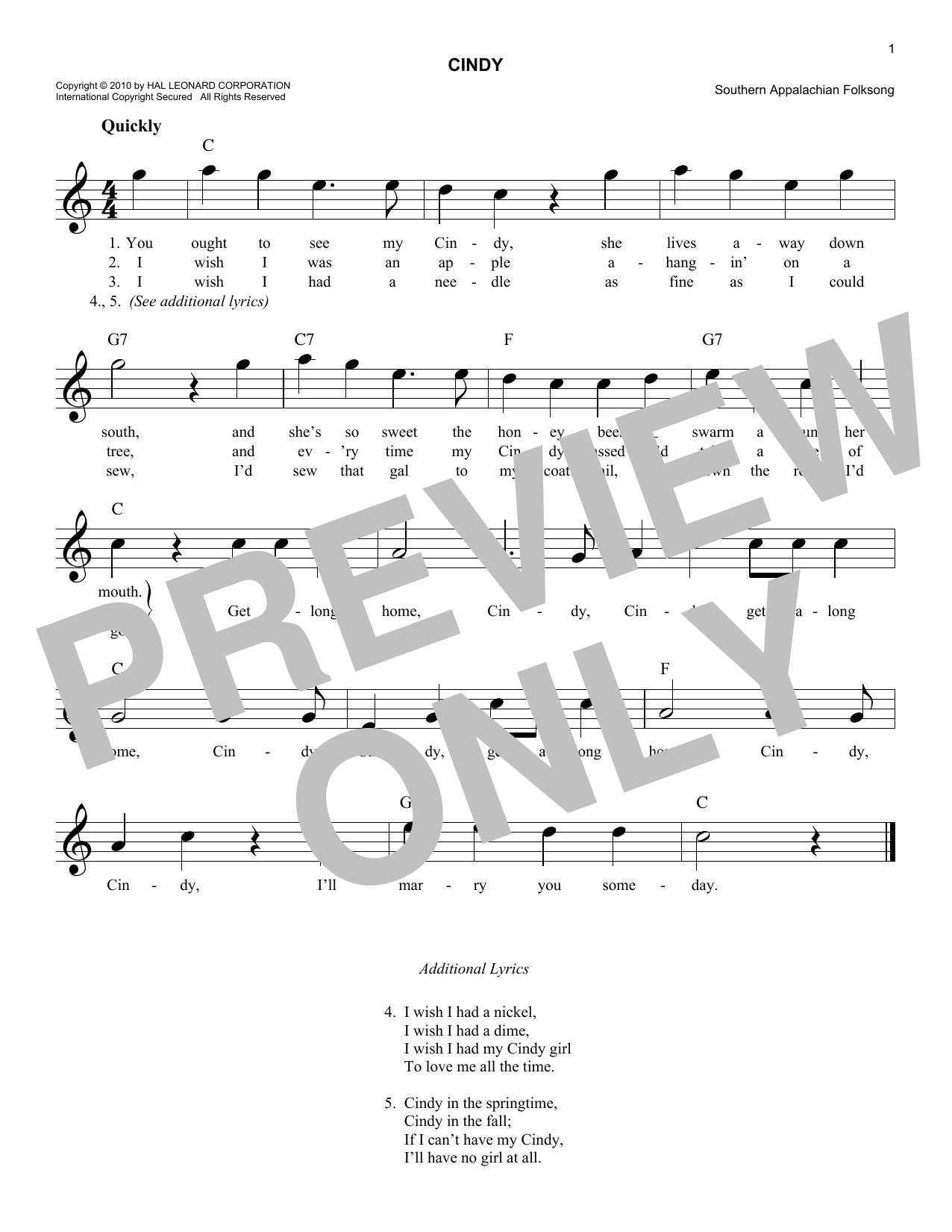 Produktgalerie: Seite 1 von 1 Cindy, Southern Appalachian Folksong