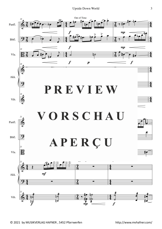 gallery: Upside Down World, , (Mixed ensemble pan flute, double bass flute, viola, accordion and vibraphone)