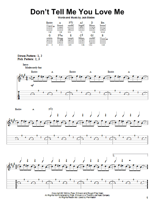 Produktgalerie: Seite 1 von 1 Don't Tell Me You Love Me, Night Ranger, Gitarre