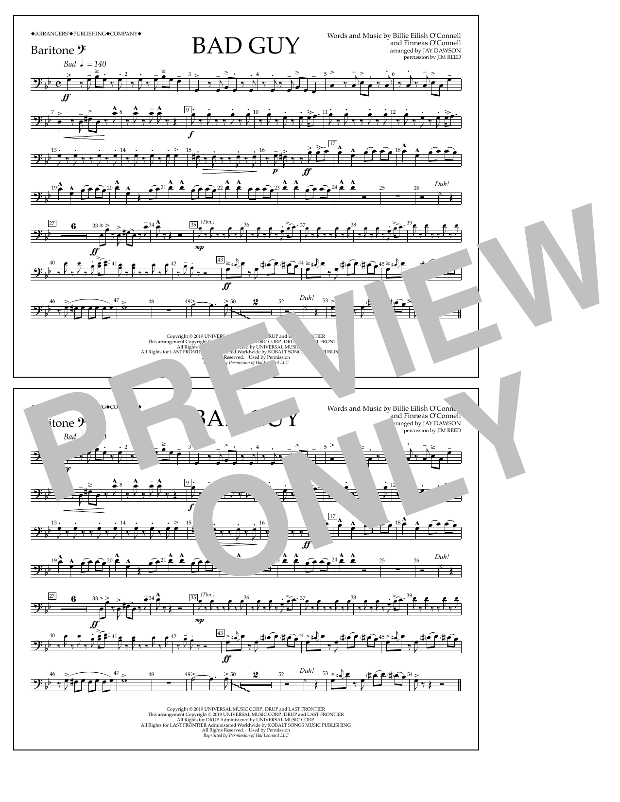 Product picture to: Bad Guy (arr. Jay Dawson) - Baritone B.C.