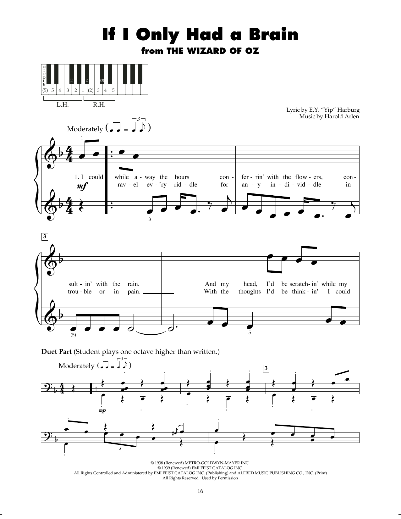 Produktgalerie: Seite 1 von 1 If I Only Had A Brain (from The Wizard Of Oz), Harold Arlen, Klavier
