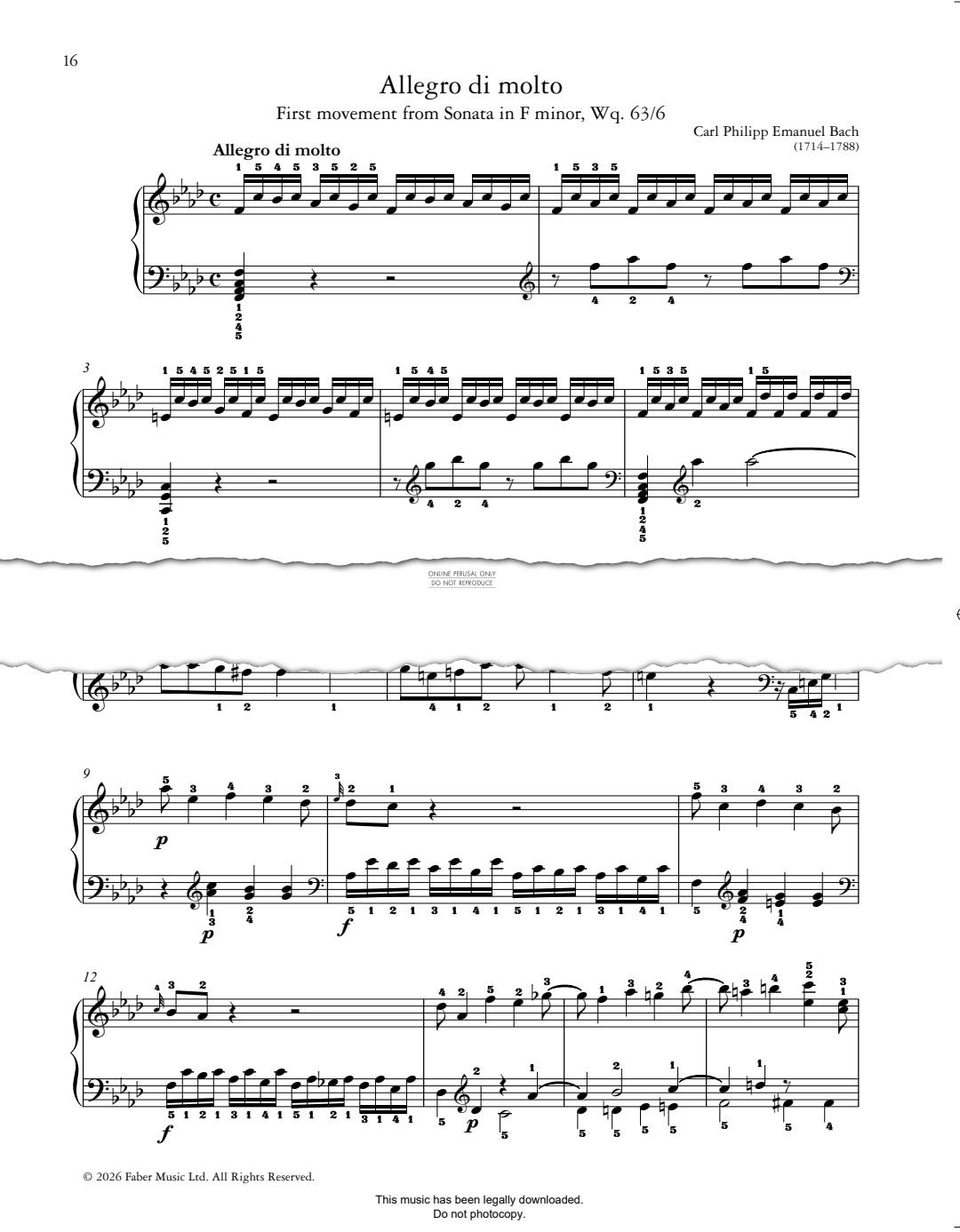 Produktbild zu: Allegro di molto (1st movt from Sonata in F minor, Wq. 63/6)